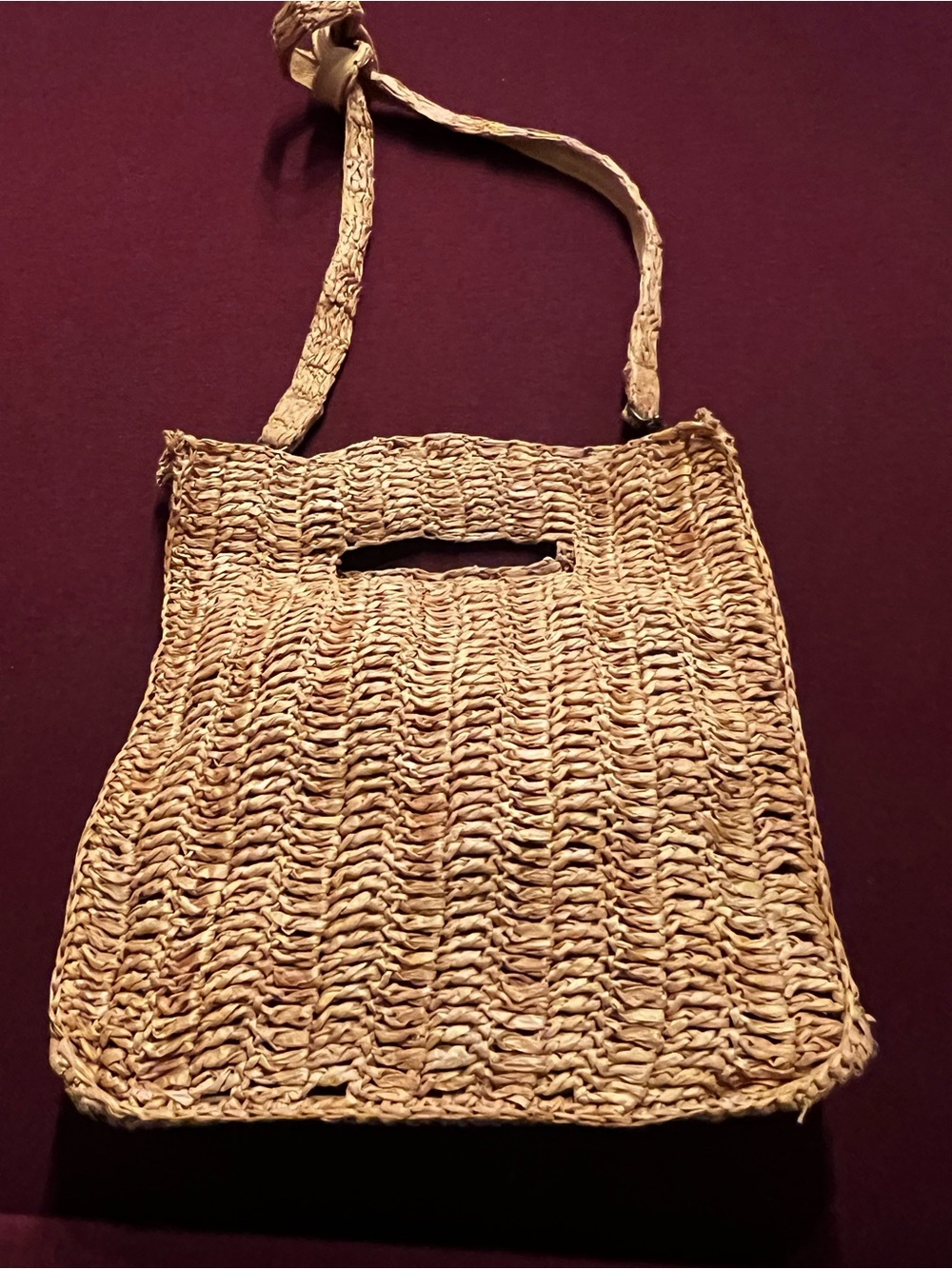 Free People Woven Raffia Straw Shoulder Tote Bag - Excellent Condition
